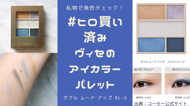 小田切ヒロさんおすすめのヴィセ「ダブルムードアイズ BL-6 マリンムード」。私物画像と公式サイトの二面性の仕上がりイメージ画像