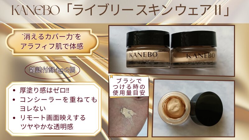 KANEBO ライブリースキン ウェアⅡ 私物キャップ開封写真とテクスチャースウォッチ