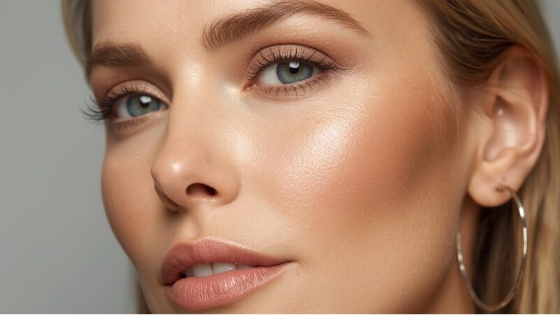 ふんわり光を纏った柔らかなツヤ肌イメージ写真（黒KANEBOレビュー用）