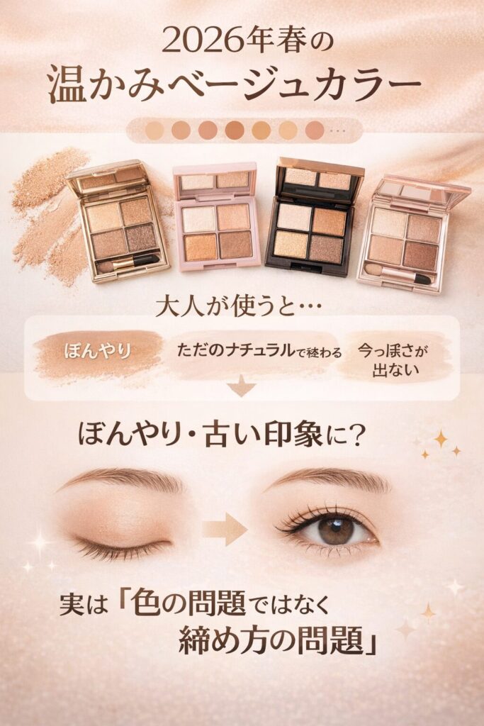 大人の肌ではベージュアイシャドウが物足りなく見える理由を解説するイメージ画像
