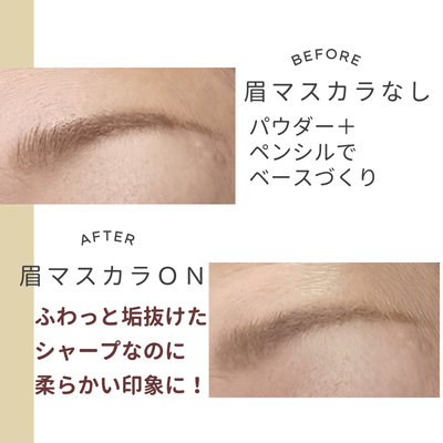 メイベリン眉マスカラ使用前と使用後の眉の比較写真