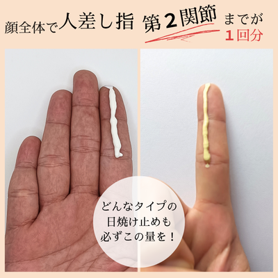 顔全体1回分は人差し指の第2関節までが正しい使用量